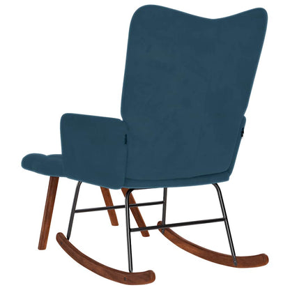 Schaukelstuhl mit Hocker Blauer Samt