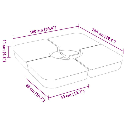 4-tlg. Kreuzfuß-Schirmständer-Set 100 kg PP