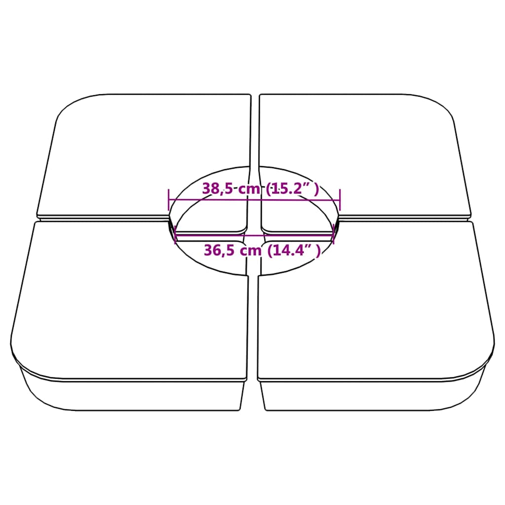 vidaXL 4-tlg. Kreuzfuß-Schirmständer-Set 100 kg PP