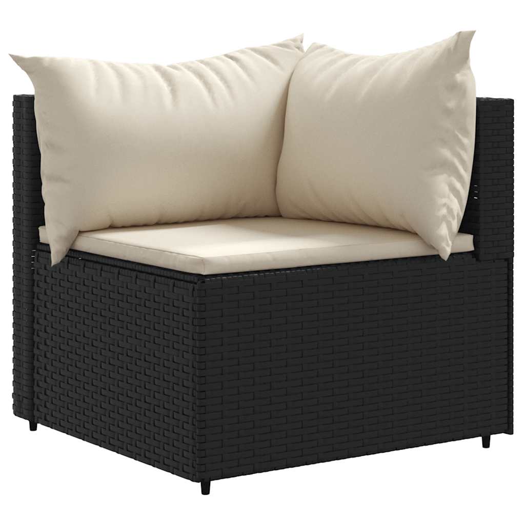 vidaXL Salon de jardin 7 pièces avec coussins Noir Résine tressée