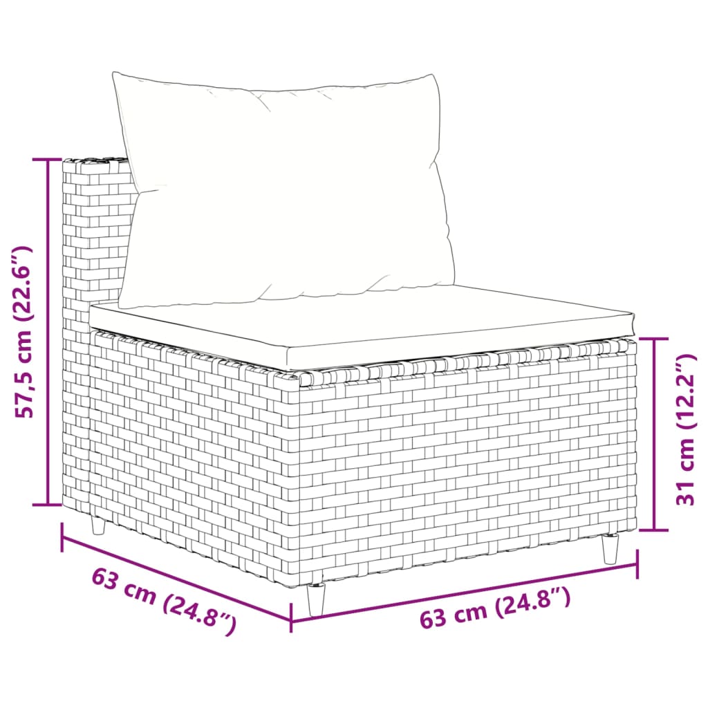vidaXL 8-tlg. Garten-Lounge-Set mit Kissen Schwarz Poly Rattan