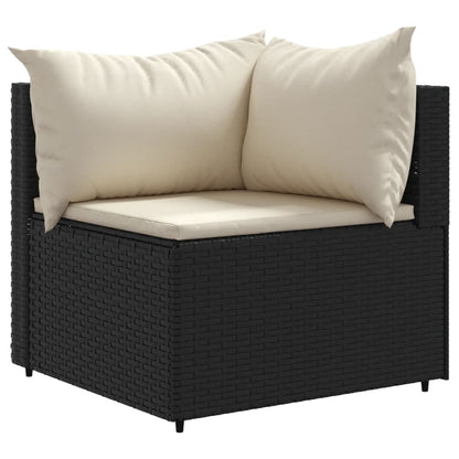 vidaXL Salon de jardin 4 pcs avec coussins Noir Résine tressée