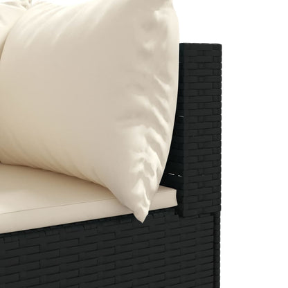 vidaXL Salon de jardin 4 pcs avec coussins Noir Résine tressée