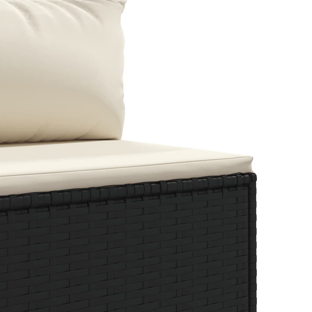 vidaXL Salon de jardin 4 pcs avec coussins Noir Résine tressée
