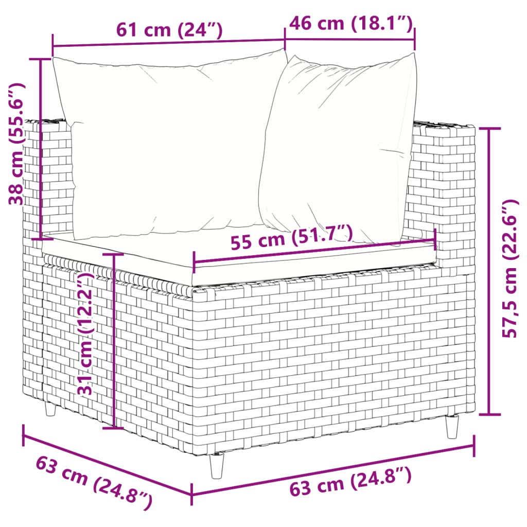 vidaXL Salon de jardin 4 pcs avec coussins Noir Résine tressée