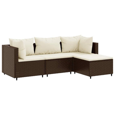 vidaXL 4-tlg. Garten-Lounge-Set mit Kissen Braun Poly Rattan