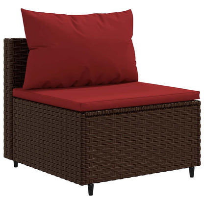 vidaXL 4-tlg. Garten-Lounge-Set mit Kissen Braun Poly Rattan