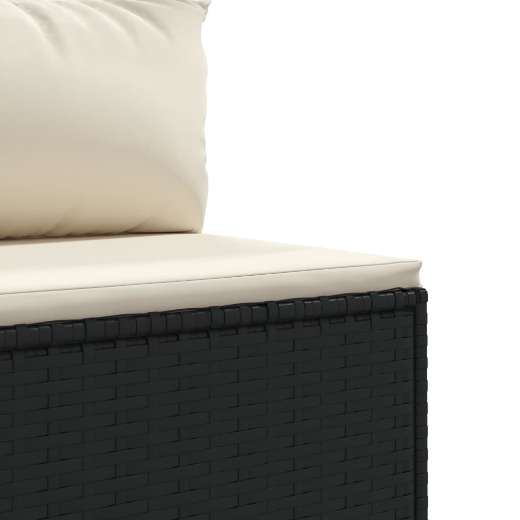 vidaXL Salon de jardin 4 pcs avec coussins Noir Résine tressée