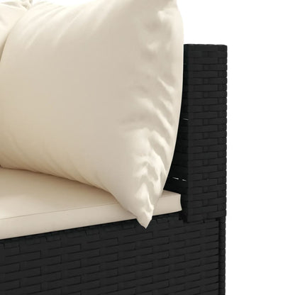 vidaXL Salon de jardin 4 pcs avec coussins Noir Résine tressée