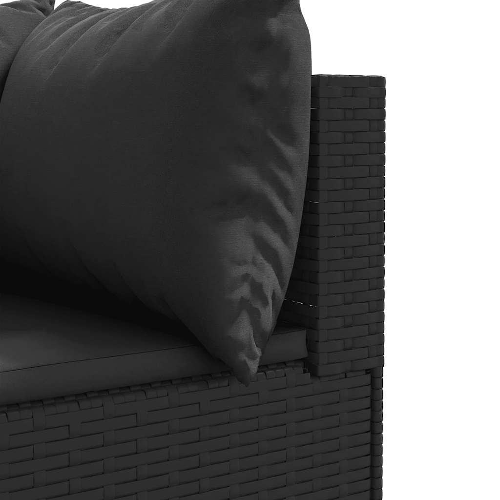 vidaXL Salon de jardin 4 pcs avec coussins Noir Résine tressée