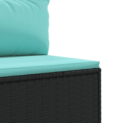 vidaXL Salon de jardin 4 pcs avec coussins Noir Résine tressée