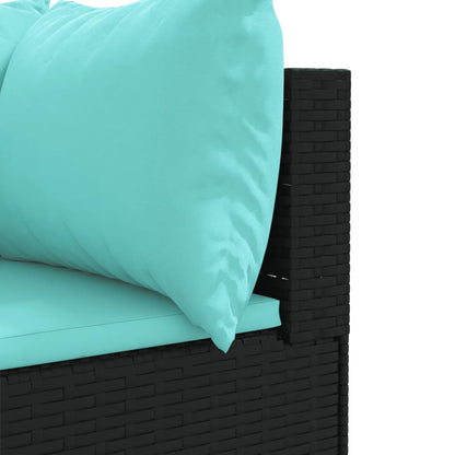 vidaXL Salon de jardin 4 pcs avec coussins Noir Résine tressée