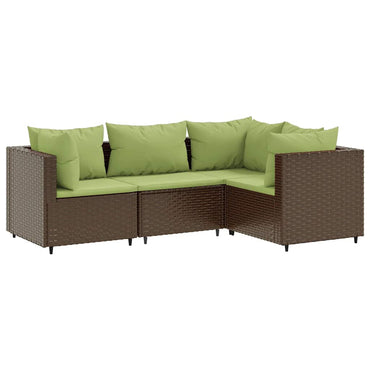 vidaXL 4-tlg. Garten-Lounge-Set mit Kissen Braun Poly Rattan