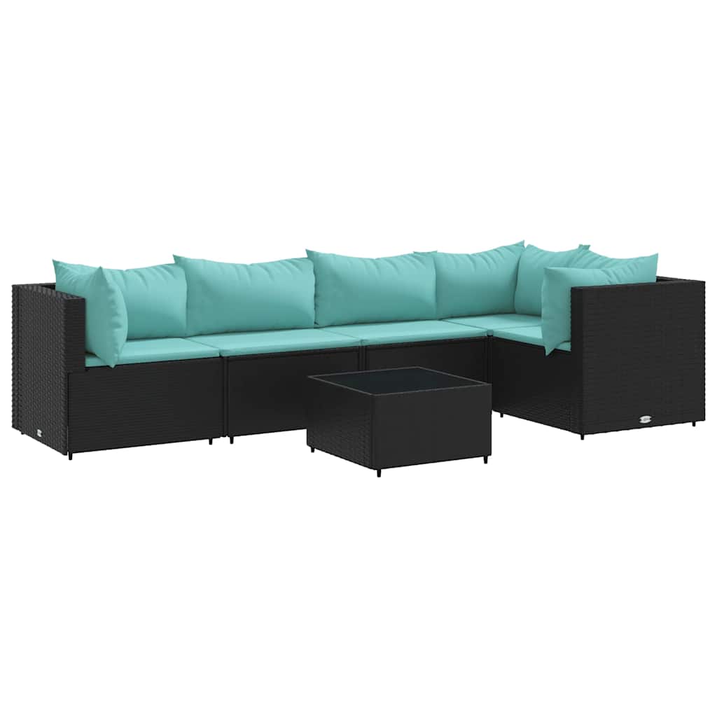 vidaXL Salon de jardin 6 pcs avec coussins résine tressée noir