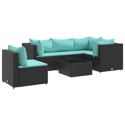 vidaXL Salon de jardin 6 pcs avec coussins résine tressée noir
