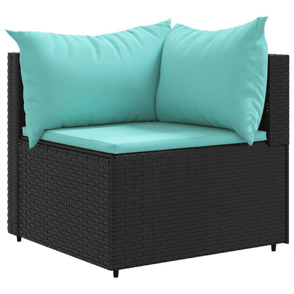 vidaXL Salon de jardin 6 pcs avec coussins résine tressée noir