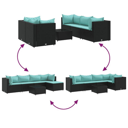 vidaXL Salon de jardin 6 pcs avec coussins résine tressée noir