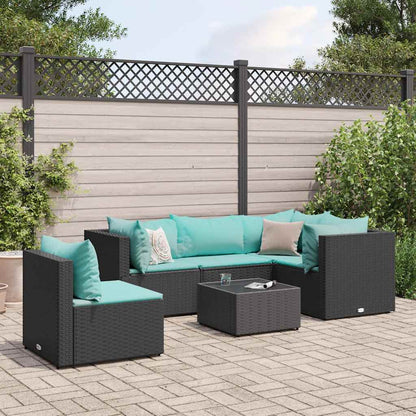 vidaXL Salon de jardin 6 pcs avec coussins résine tressée noir