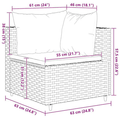 7-tlg. Garten-Lounge-Set mit Kissen Schwarz Poly Rattan