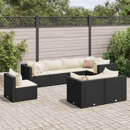 vidaXL 8-tlg. Garten-Lounge-Set mit Kissen Schwarz Poly Rattan