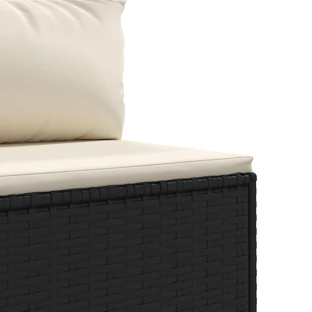 vidaXL 7-tlg. Garten-Lounge-Set mit Kissen Schwarz Poly Rattan