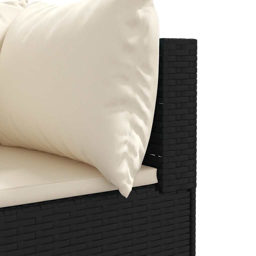 vidaXL 7-tlg. Garten-Lounge-Set mit Kissen Schwarz Poly Rattan