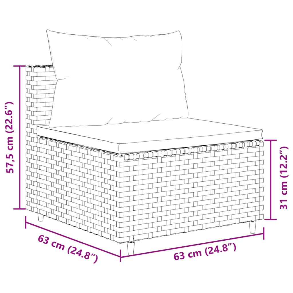 vidaXL 9-tlg. Garten-Sofagarnitur mit Kissen Schwarz Poly Rattan