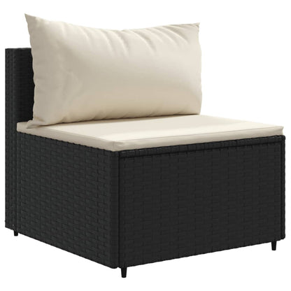 vidaXL 9-tlg. Garten-Sofagarnitur mit Kissen Schwarz Poly Rattan