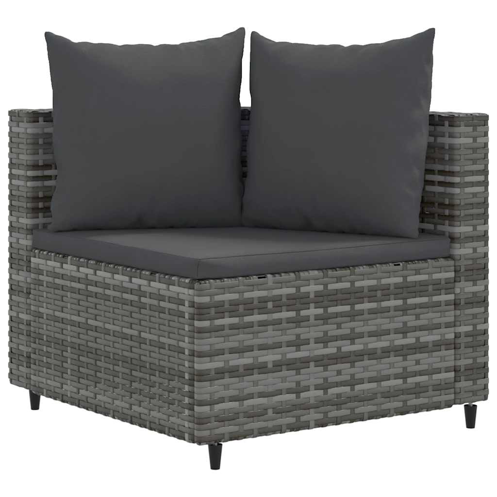 vidaXL Salon de jardin 4 pcs avec coussins Gris Résine tressée