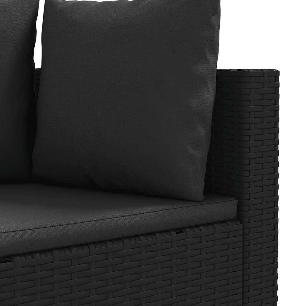 vidaXL 4-tlg. Garten-Sofagarnitur mit Kissen Schwarz Poly Rattan
