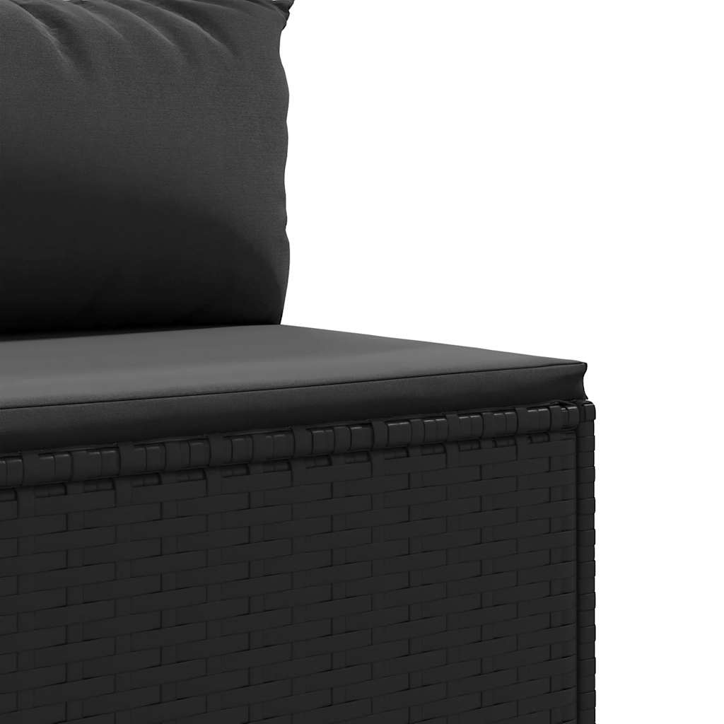vidaXL 4-tlg. Garten-Sofagarnitur mit Kissen Schwarz Poly Rattan