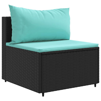 vidaXL Canapé d'angle de jardin 4 pcs avec coussins Résine tressée Noir