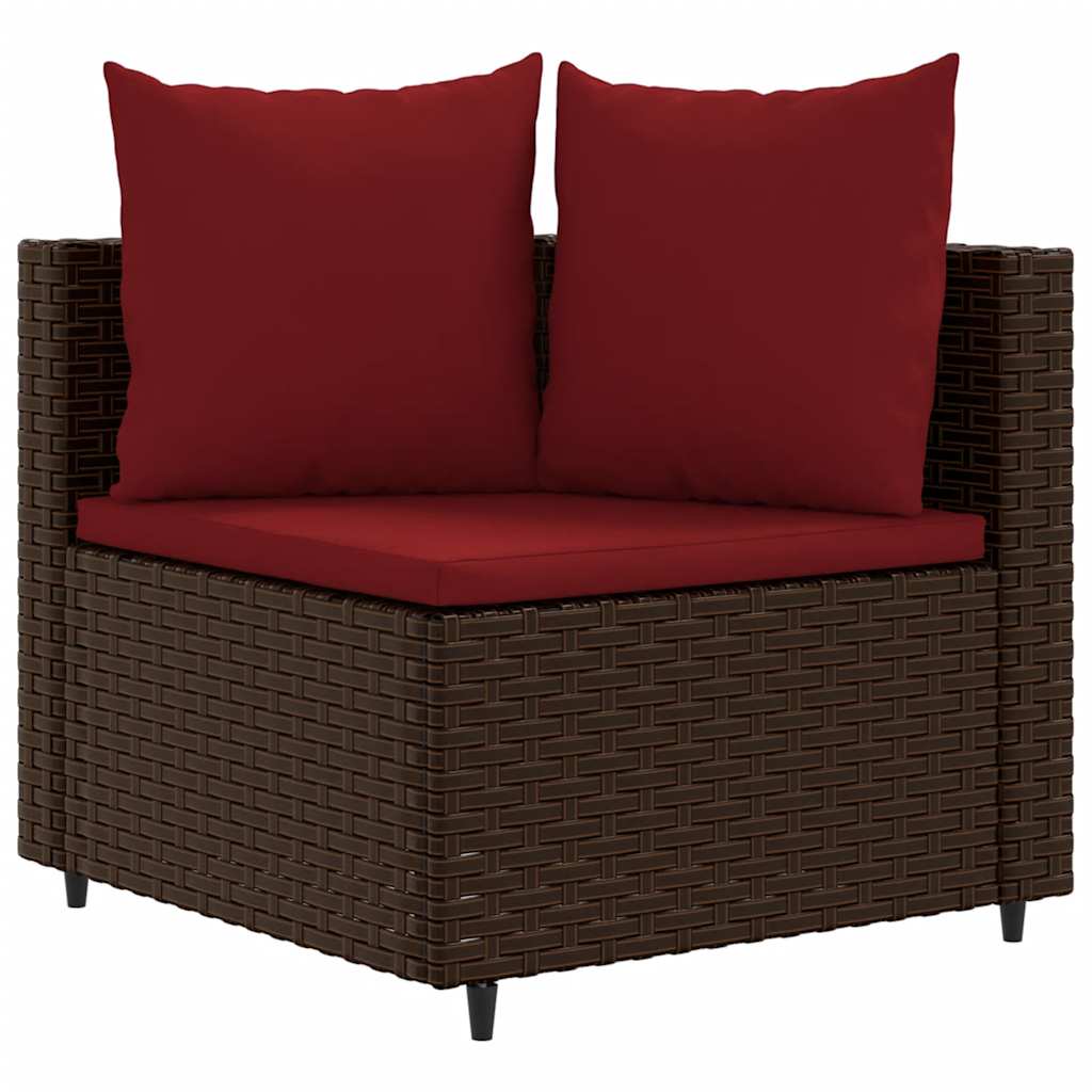 vidaXL 4-tlg. Garten-Sofagarnitur mit Kissen Braun Poly Rattan