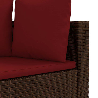 vidaXL 4-tlg. Garten-Sofagarnitur mit Kissen Braun Poly Rattan
