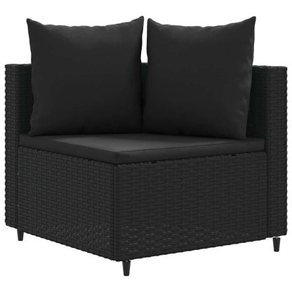 10-tlg. Garten-Sofagarnitur mit Kissen Schwarz Poly Rattan