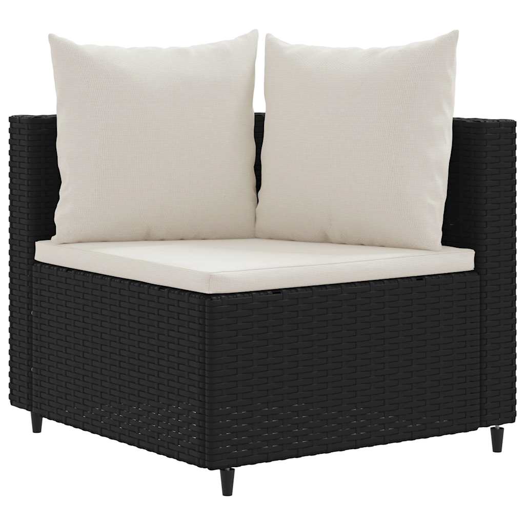 vidaXL 4-tlg. Garten-Sofagarnitur mit Kissen Schwarz Poly Rattan