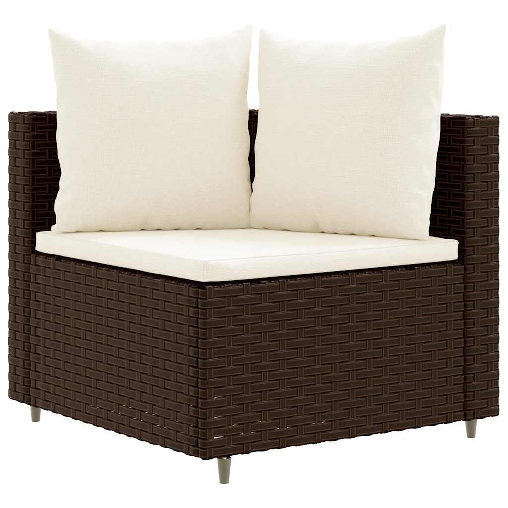 vidaXL 4-tlg. Garten-Sofagarnitur mit Kissen Braun Poly Rattan