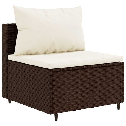 vidaXL 4-tlg. Garten-Sofagarnitur mit Kissen Braun Poly Rattan