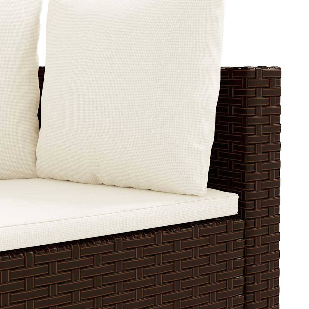 vidaXL 4-tlg. Garten-Sofagarnitur mit Kissen Braun Poly Rattan