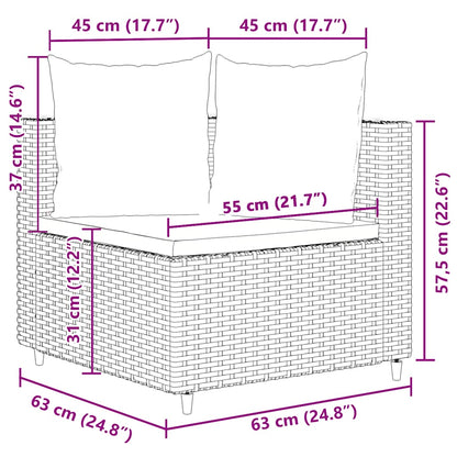 vidaXL 4-tlg. Garten-Sofagarnitur mit Kissen Braun Poly Rattan