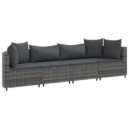 vidaXL Salon de jardin 4 pcs avec coussins Gris Résine tressée