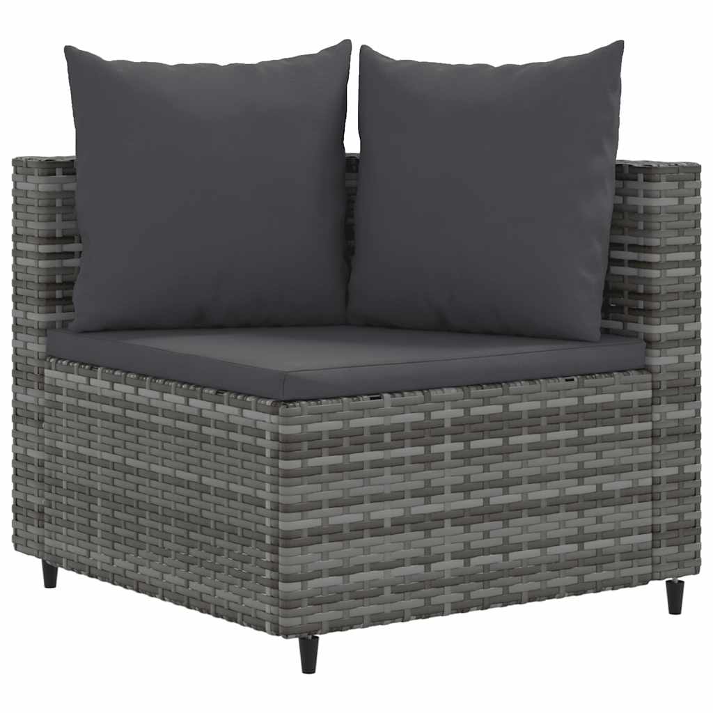 vidaXL Salon de jardin 4 pcs avec coussins Gris Résine tressée