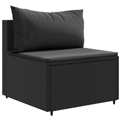 vidaXL 4-tlg. Garten-Sofagarnitur mit Kissen Schwarz Poly Rattan