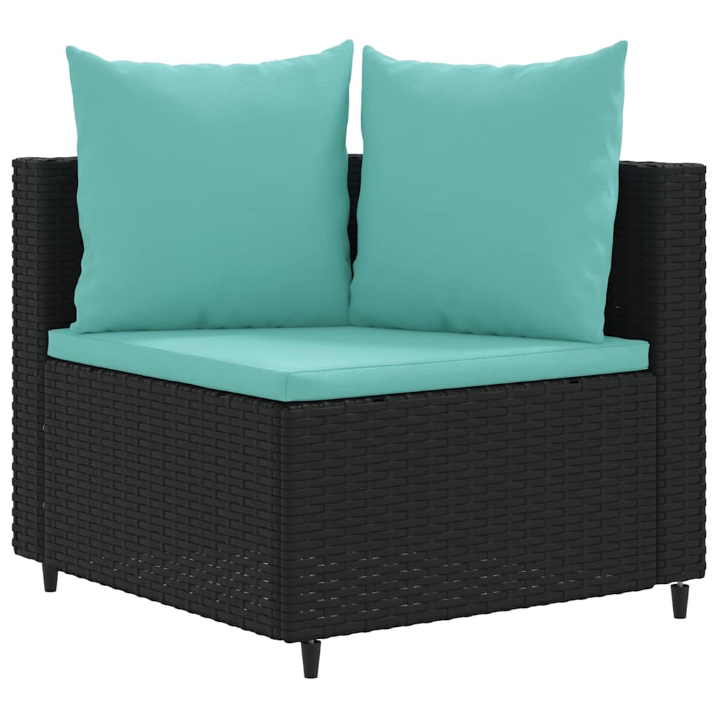 vidaXL 4-tlg. Garten-Sofagarnitur mit Kissen Schwarz Poly Rattan