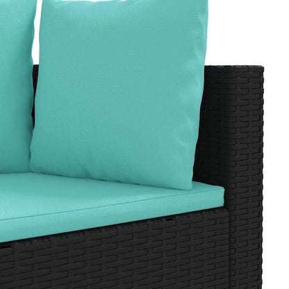 vidaXL 4-tlg. Garten-Sofagarnitur mit Kissen Schwarz Poly Rattan