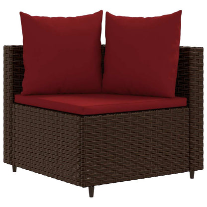 4-tlg. Garten-Sofagarnitur mit Kissen Braun Poly Rattan