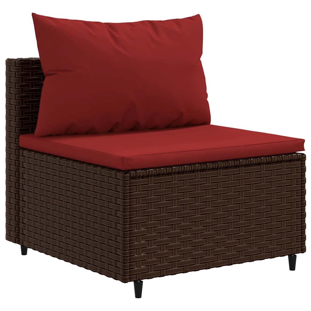 vidaXL 4-tlg. Garten-Sofagarnitur mit Kissen Braun Poly Rattan
