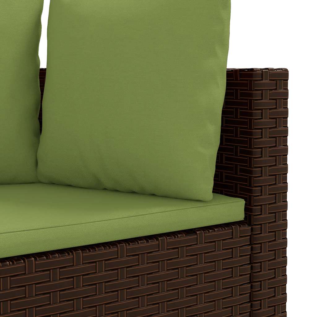 vidaXL 4-tlg. Garten-Sofagarnitur mit Kissen Braun Poly Rattan