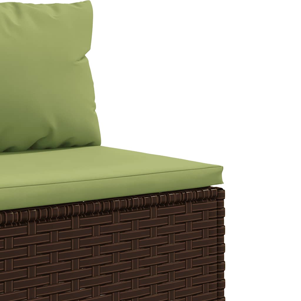 vidaXL 4-tlg. Garten-Sofagarnitur mit Kissen Braun Poly Rattan