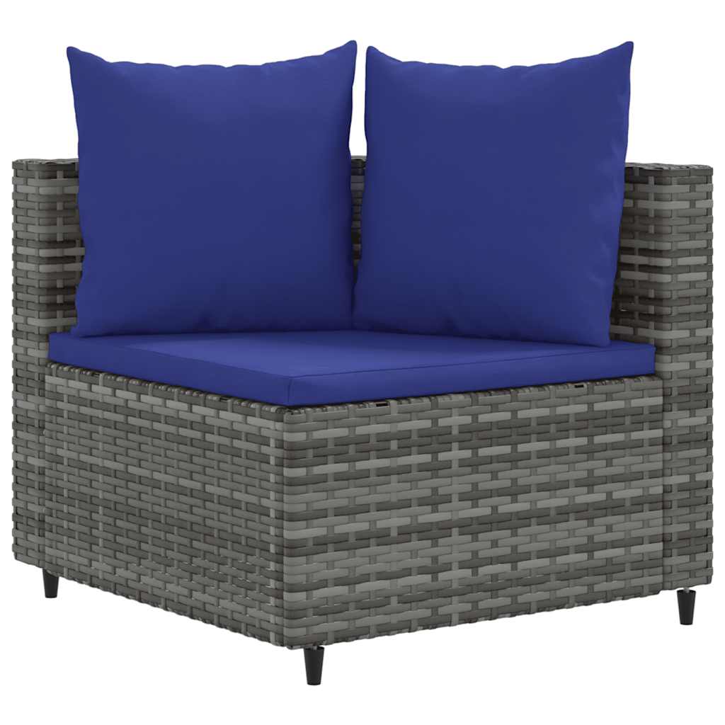vidaXL Salon de jardin 4 pcs avec coussins Gris Résine tressée
